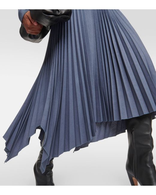 Joseph Blue Deron Plisse Flannel Midi Dress