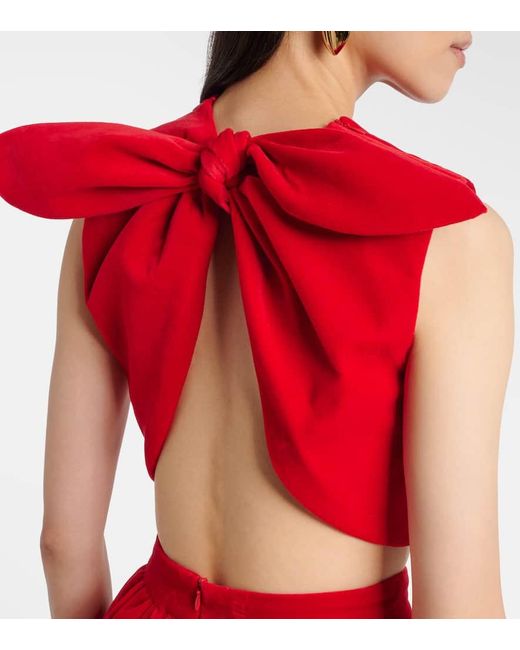 Top Raccourci En Velours De Coton Patou en coloris Red