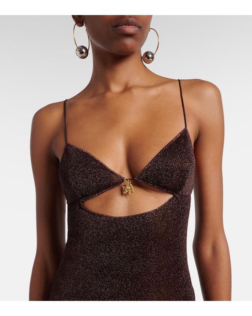 Oseree Brown Lumiere Cutout Minidress