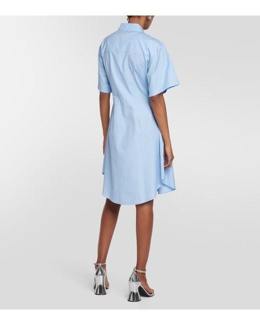 Marni Blue Pleated Cotton-poplin Mini Shirt Dress