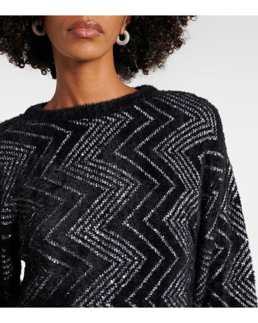 Missoni Black Zig Zag Metallic Knit Sweater