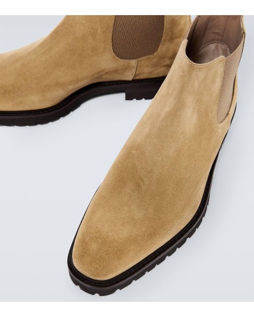 Manolo Blahnik Natural Brompton Suede Chelsea Boots for men