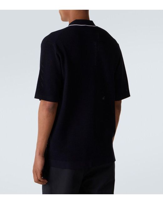 Orlebar Brown Black Roddy Waffle-Knit Bowling Shirt for men