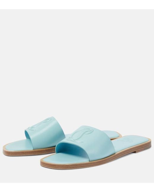 Christian Louboutin Blue Cl Mule Leather Sandal