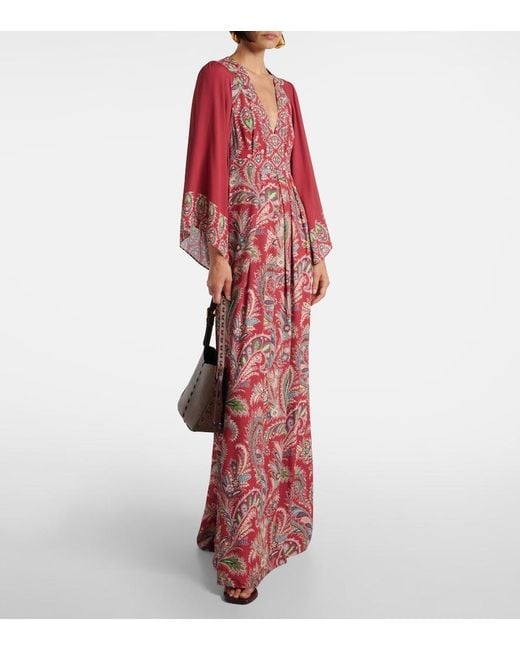 Etro Red Paisley Maxi Dress