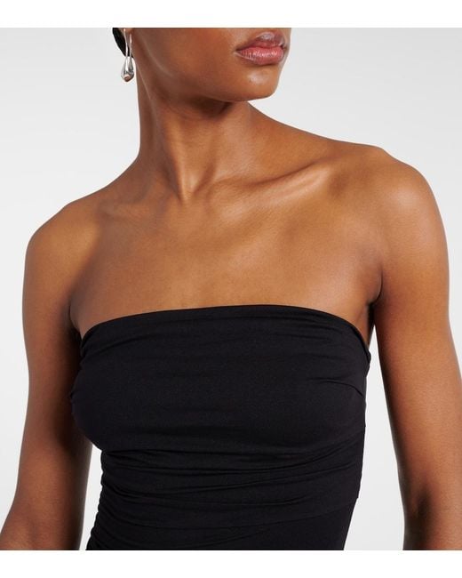 Agolde Black Gwyneth Ruched Open-Back Bodysuit