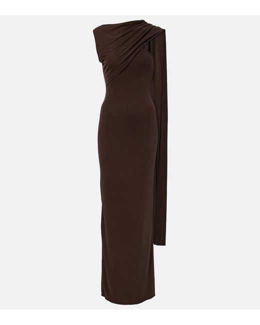 AYA MUSE Women's Brown Cedar Draped Maxi Dress - radharamanexports.com