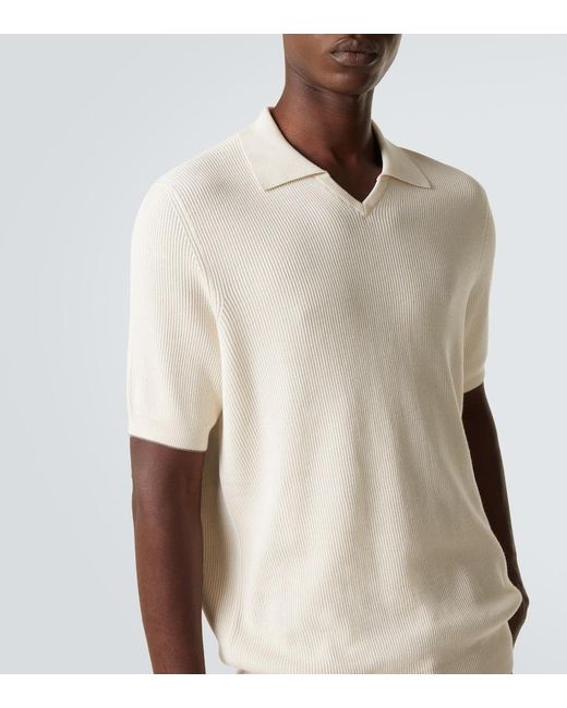Brunello Cucinelli White Cotton Polo Shirt for men