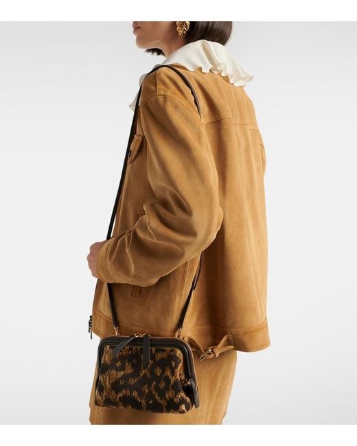 Etro Brown Doc Leather-Trimmed Raffia-Effect Crossbody Bag