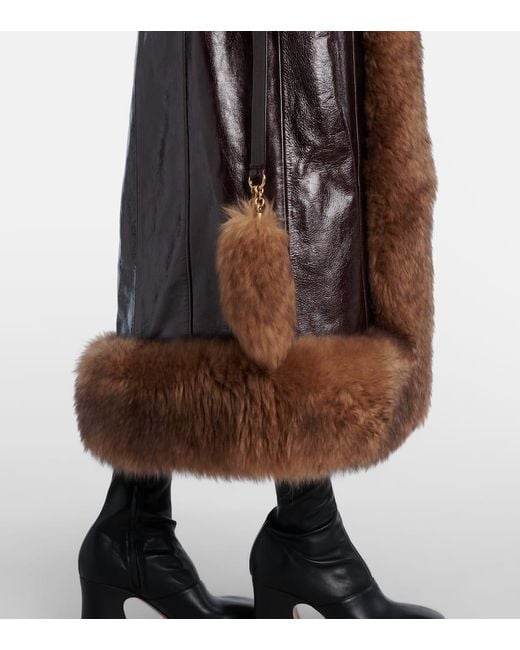 Manteau En Cuir Et Shearling Chloé en coloris Brown
