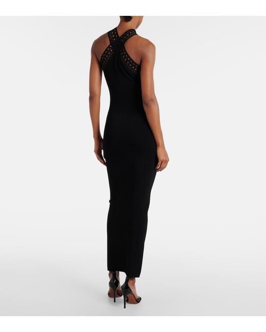 Alaïa Black Vienne Slim-Fit Knitted Maxi Dress