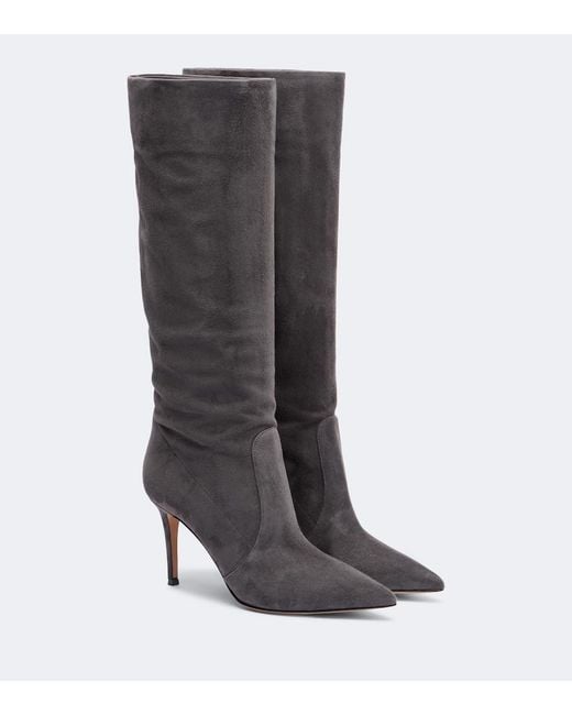 Gianvito Rossi Gray Hansen Suede Knee-High Boots