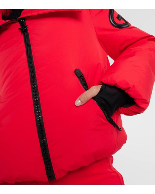 Veste De Ski À Capuche En Tissu Technique Recyclé Et En Duvet À Appliqué Porter Goldbergh en coloris Red