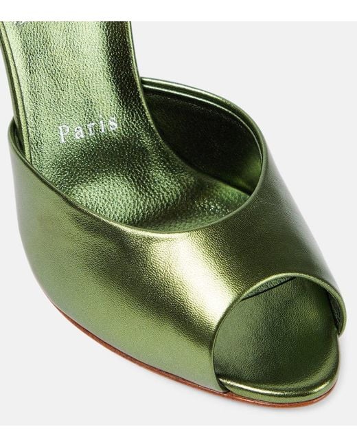 Christian Louboutin Green Me Dolly 100 Metallic Leather Mules