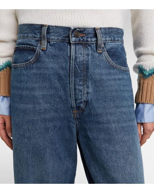 FRAME Blue High-Rise Wide-Leg Jeans Detour