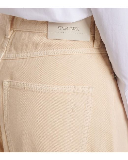 Sportmax Natural Siamese High-Rise Wide-Leg Jeans