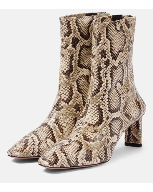 Aquazzura Brown Blade Snake-Effect Leather Ankle Boots