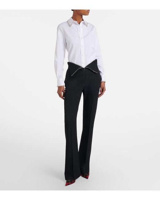 McQueen Black Wool Bootcut Pants