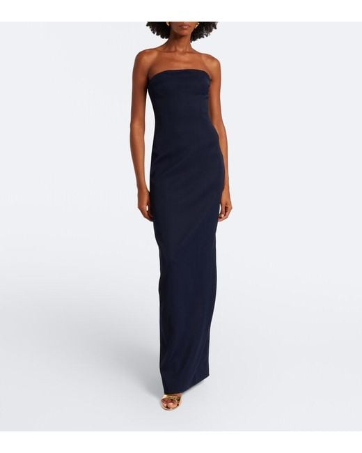 Marmar Halim Blue Embellished Bustier Gown And Cape Set