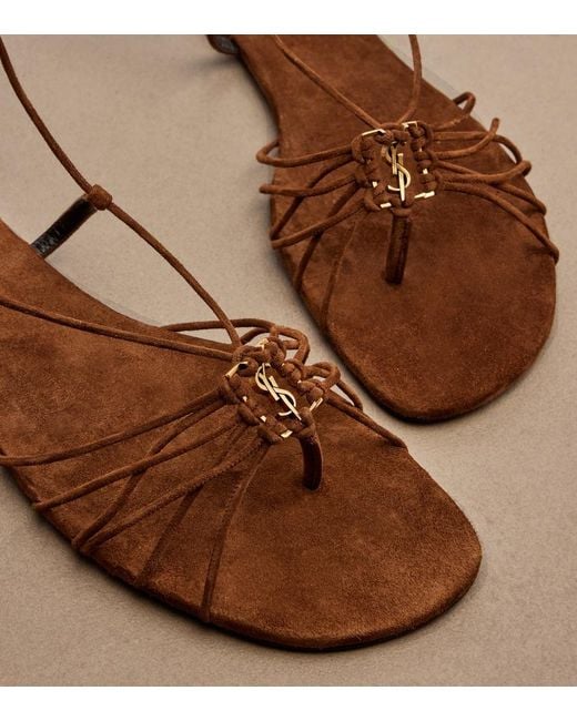 Saint Laurent Brown Babylone Suede Sandals