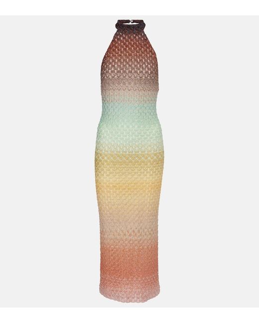 Missoni Green Dyed Halterneck Midi Dress
