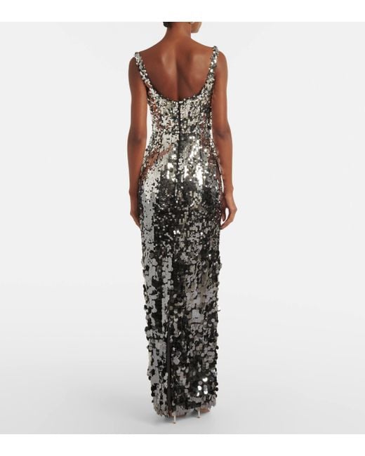 Safiyaa White Kristena Sequined Gown