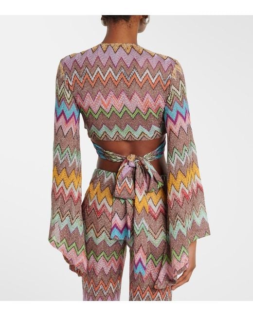 Missoni Multicolor Zigzag Lame Crop Top