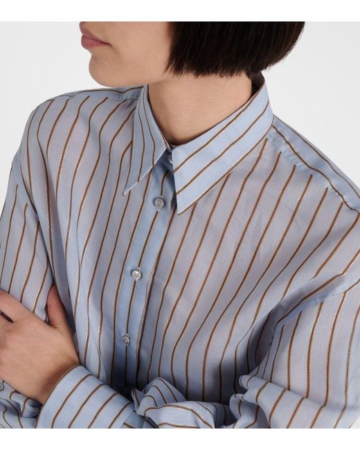 Brunello Cucinelli White Cotton-Blend Lame Shirt