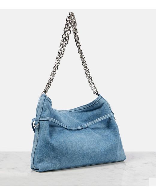 Givenchy Blue Schultertasche Voyou Chain Medium aus Denim