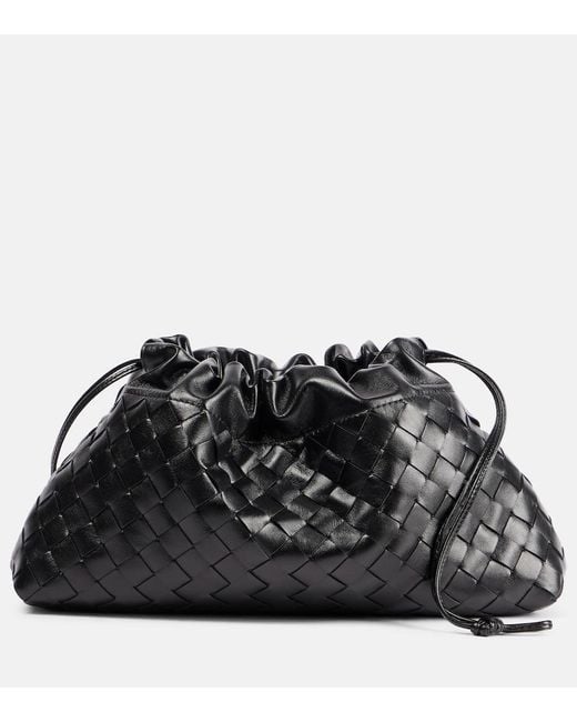 Bottega Veneta Black Dustbag Soiree Medium Leather Clutch