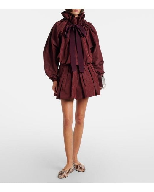 Patou Red Faille Balloon Miniskirt