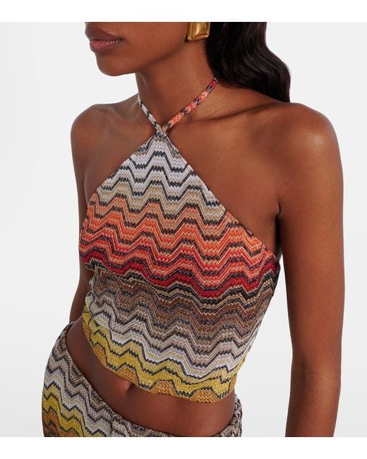 Missoni Gray Wave Halterneck Lame Top