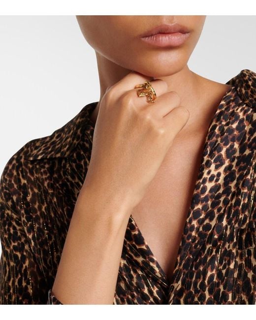 Saint Laurent Metallic Cassandre Ring