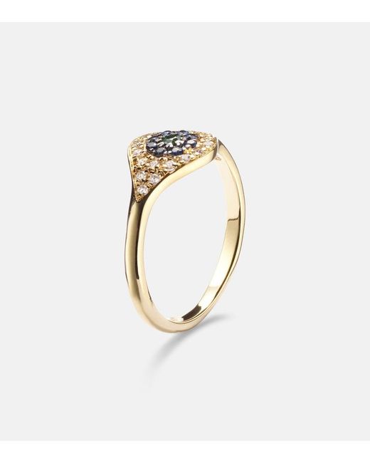 Ileana Makri Metallic Cats Eye 18Kt Ring With Diamonds, Sapphires And Tsavorite