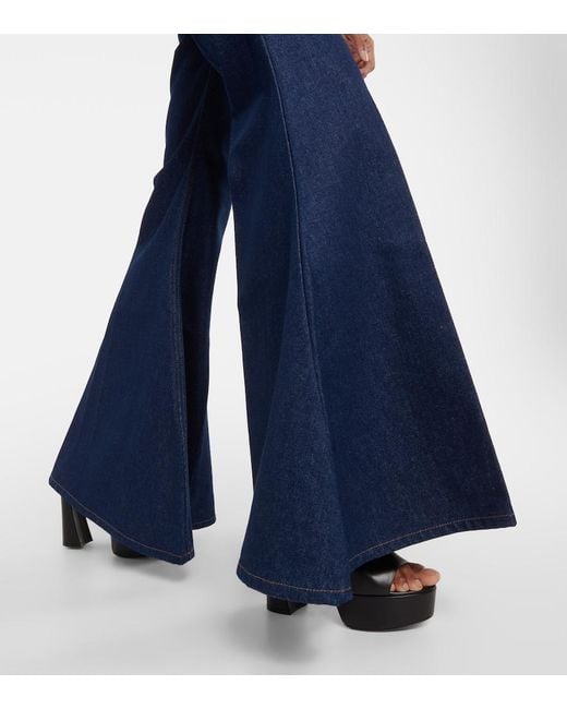 Nina Ricci Blue High-Rise Flared Jeans