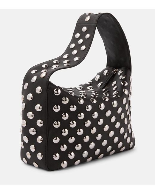 Khaite Black Elena Medium Studded Leather Shoulder Bag