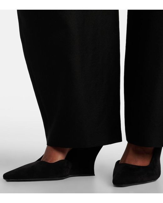 Alaïa Black Suede Wedge Slingback Pumps