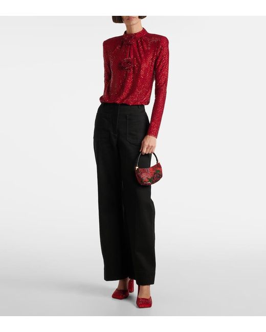 Self-Portrait Red Bluse Mit Kristallen