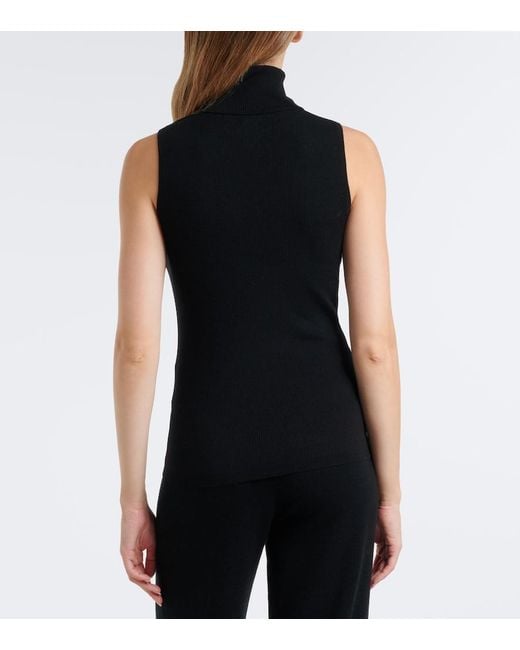 Jardin Des Orangers Black Ribbed-Knit Virgin Wool Turtleneck Top