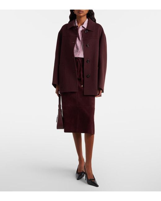 Max Mara Purple Suede Midi Skirt