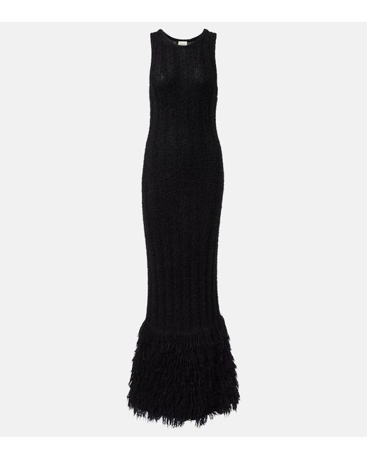 Khaite Black Fiore Silk And Cashmere Maxi Dress
