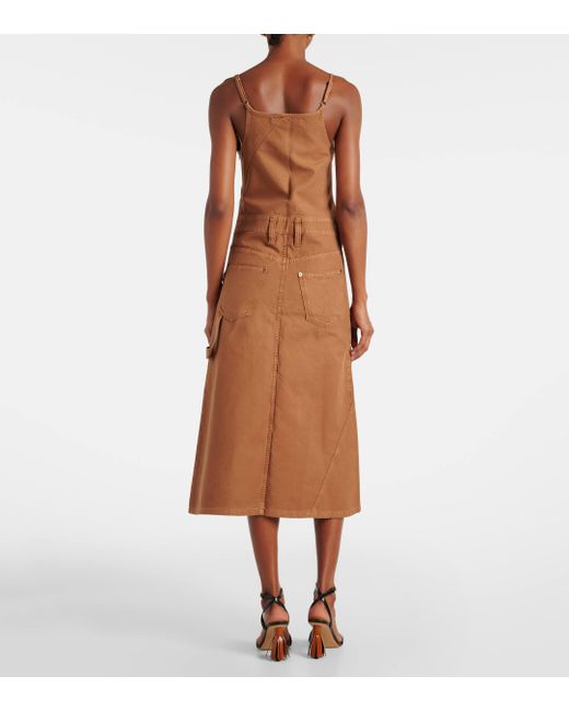 J.W. Anderson Brown Logo Asymmetric Cotton Midi Dress