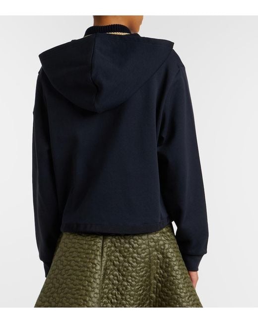 Moncler Blue Cotton-Blend Zip-Up Hoodie
