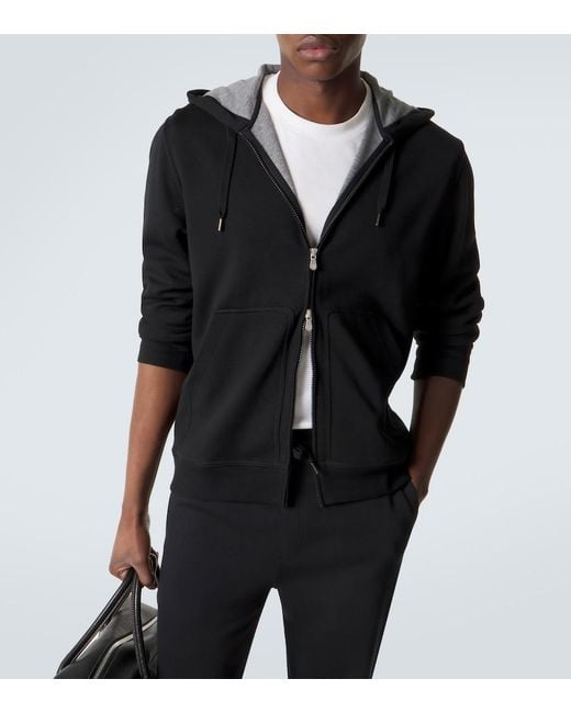 Brunello Cucinelli Black Cotton-Blend Hoodie for men