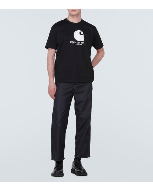 Junya Watanabe Black X Carhartt Logo Cotton Jersey T-Shirt for men