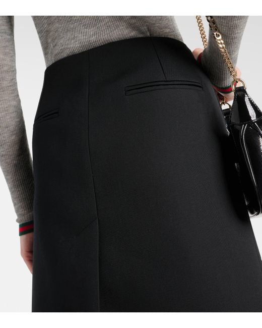 Gucci Black Low-rise Wool Midi Skirt