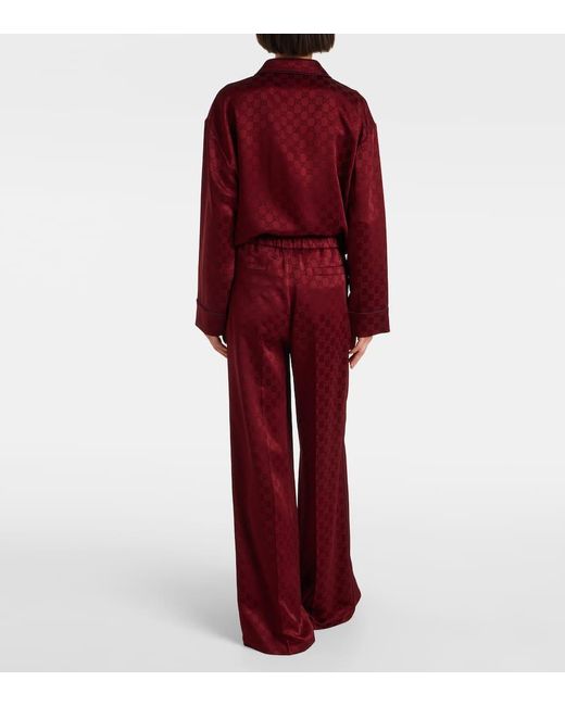 Gucci Red Weite Hose Gg Aus Satin