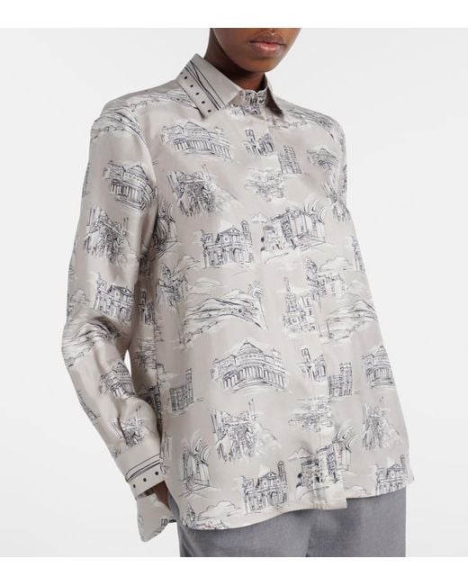 Max Mara Natural Fado Printed Silk Shirt