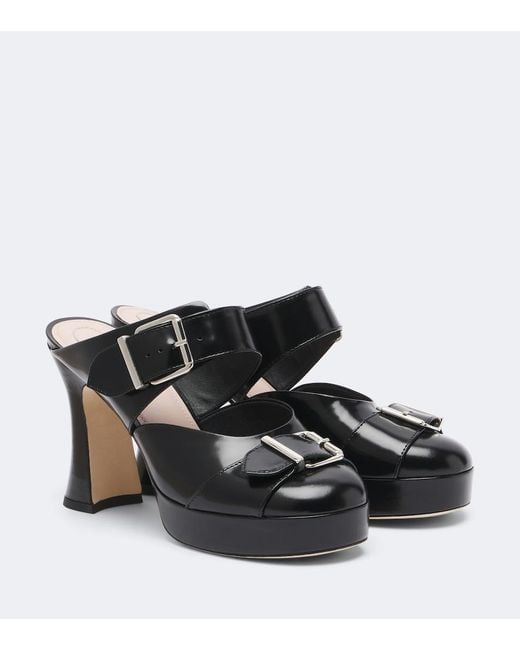 Simone Rocha Black Buckle Sculpt Leather Mules