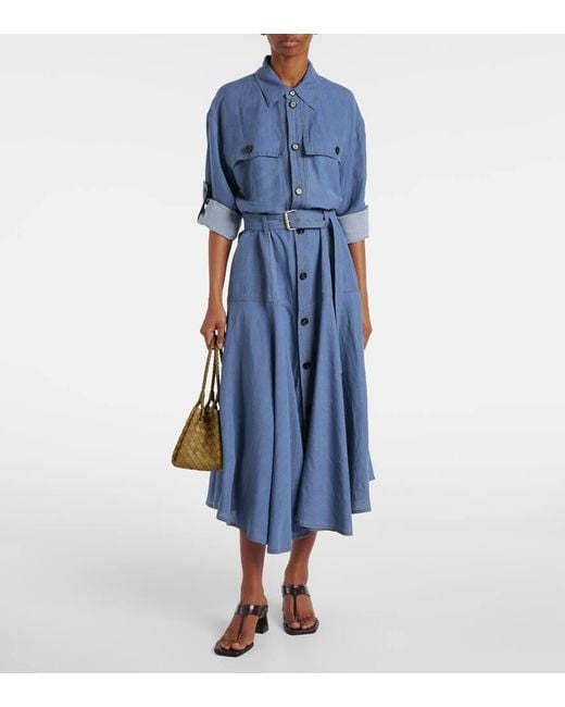 Bottega Veneta Blue Hemdblusenkleid